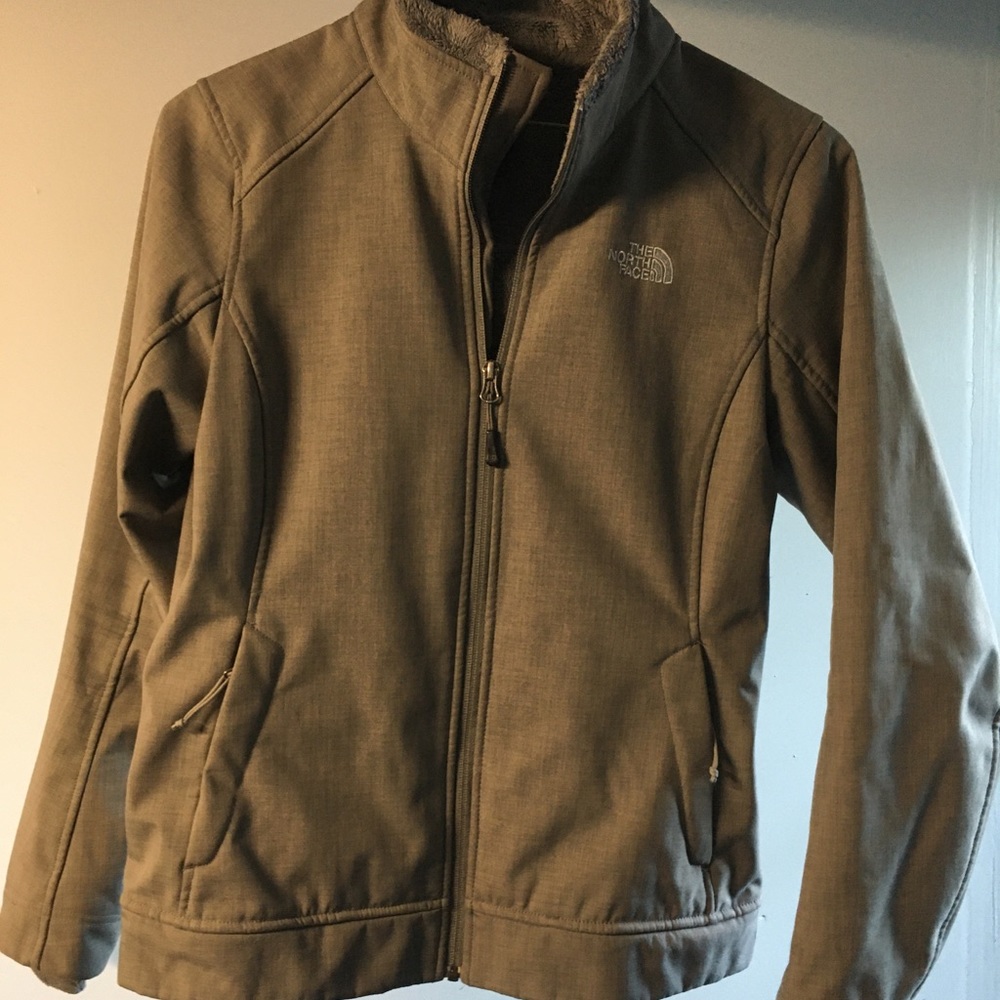 🍁North Face fleece lined soft shell, grey, small